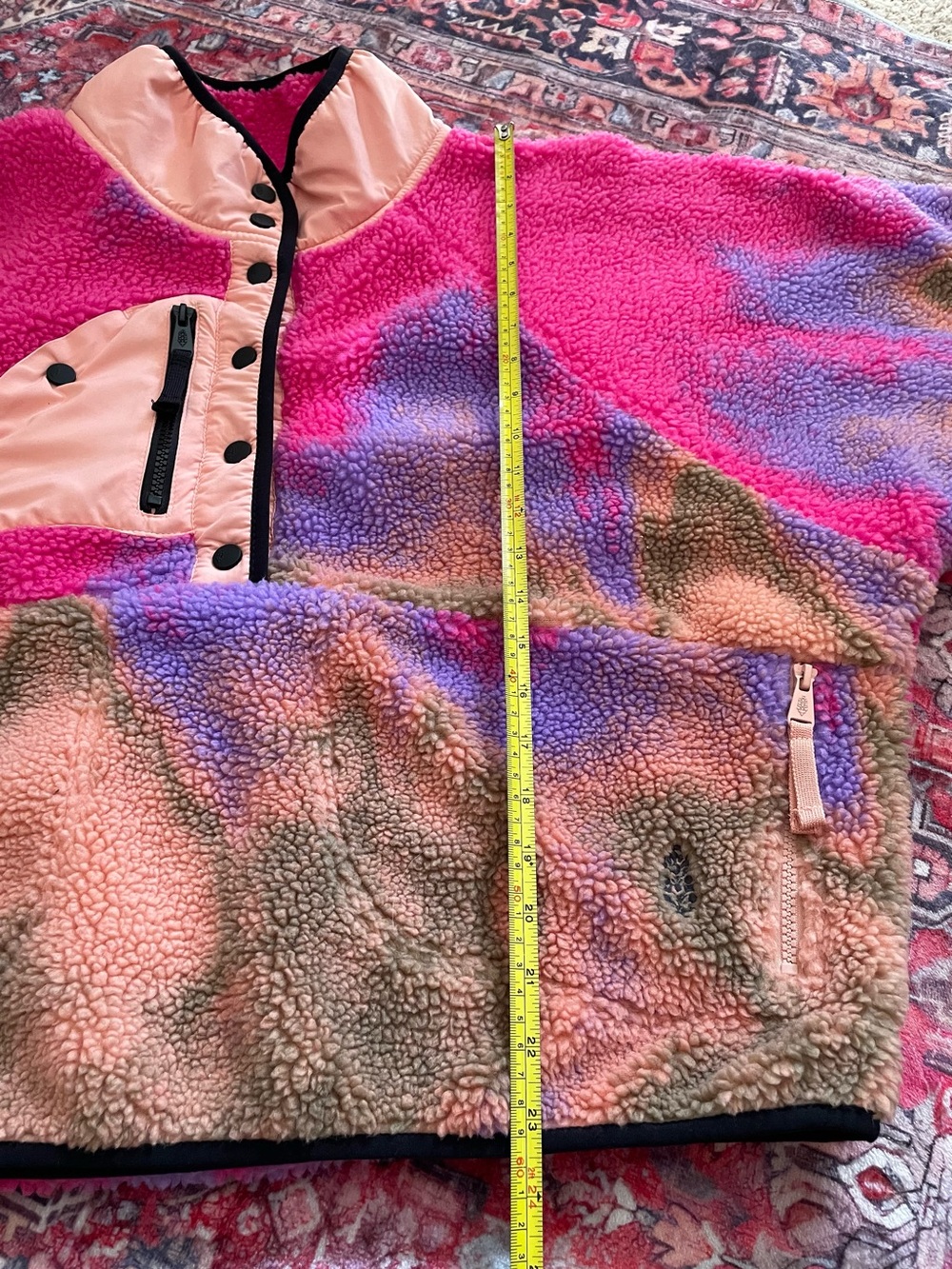 Free People Multicolor Sherpa Pullover Jacket - Pink, Purple, Peach - Picture 11 of 16